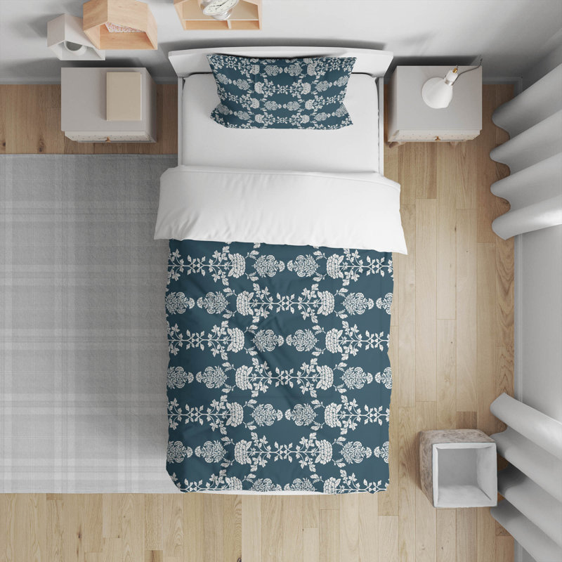 Ensemble d'édredon léger pia, Édredon simple + 1 taie d'oreiller standard, Bleu sarcelle foncé