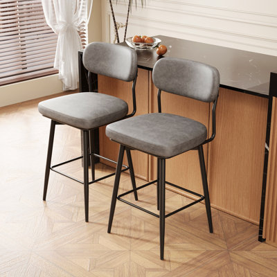 360 ° Rotating Bar Chair  Bar Stool Bar Stools Set Of 2 Piece Set With Leather Cushions And Iron Brackets, Suitable For Various Places Such As Home Kitchens, Restaurants, Offices, Etc.