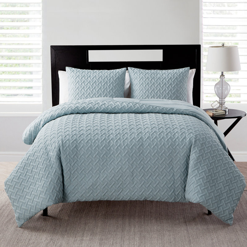 Nina II Embossed Comforter Set, Blue, Full/Queen Comforter + 2 Standard Shams