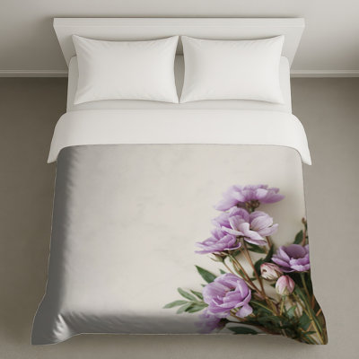 Housses de couette mauves à fleurs de renoncule