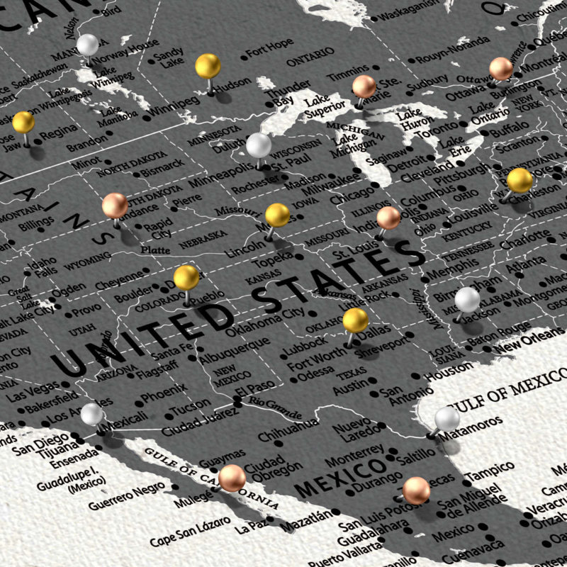 Our Travel I Push Pin World Alvertia, H 26 po x l 39 po