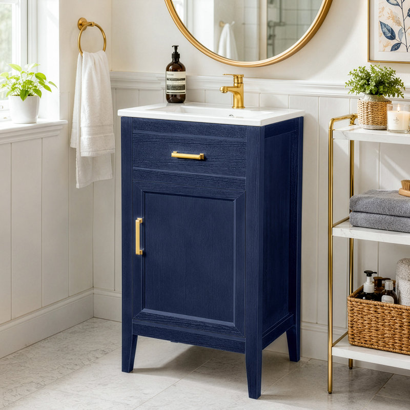 20'' Naval Blue Vanity Cabinet With Ceramic Sink