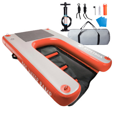 Dog Water Ramp, Inflatable Dog Float Floating Ramp Ladder For Pools Boats Docks ,With Pump/Rope/Repair Kit - Pvc Anti-Slip
