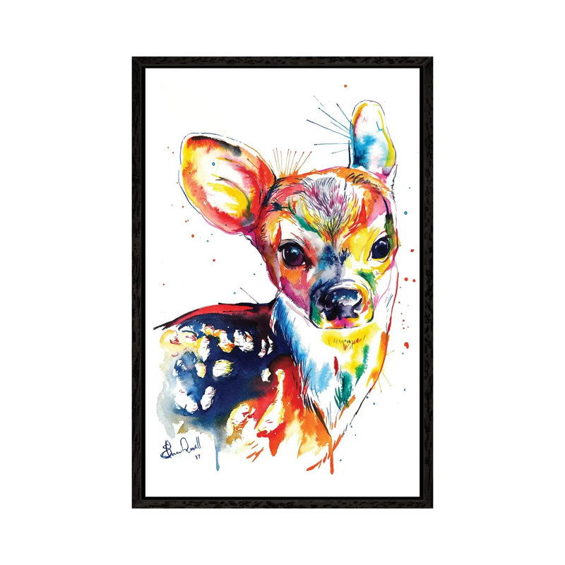 Deer by Weekday Best - Painting on Canvas, 66.04 cm H x 45.72 cm W, Black Framed