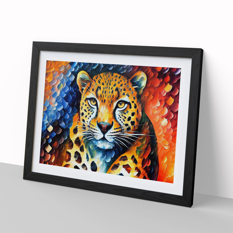 Leopard Painting Vol.4 Abstract - Single Picture Frame Print, Black, 34cm H x 46cm W