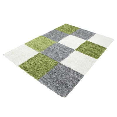 Riam Chequered Shag Area Rug