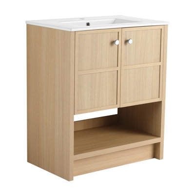 Meuble-lavabo autoportant avec lavabo en céramique