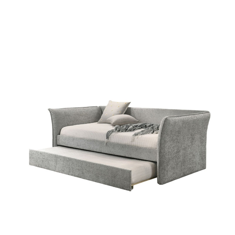 Lit de jour simple de style transitionnel 1pc avec accoudoirs évasés avec couchette pour salle de bain, Gris