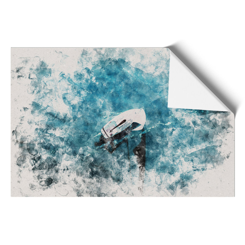 Scow Boat Out Sailing Watercolour - Frameless Print, 59cm H x 84cm W x 0.1cm D