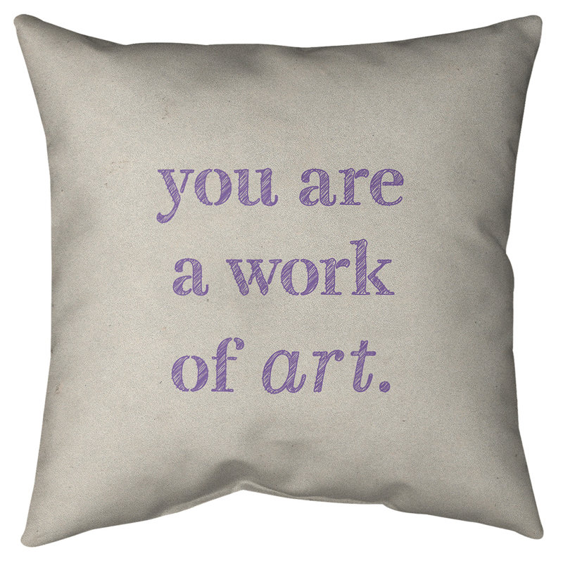 Oreiller de plancher Work of Art, 28 po x 28 po, Blanc / Mauve