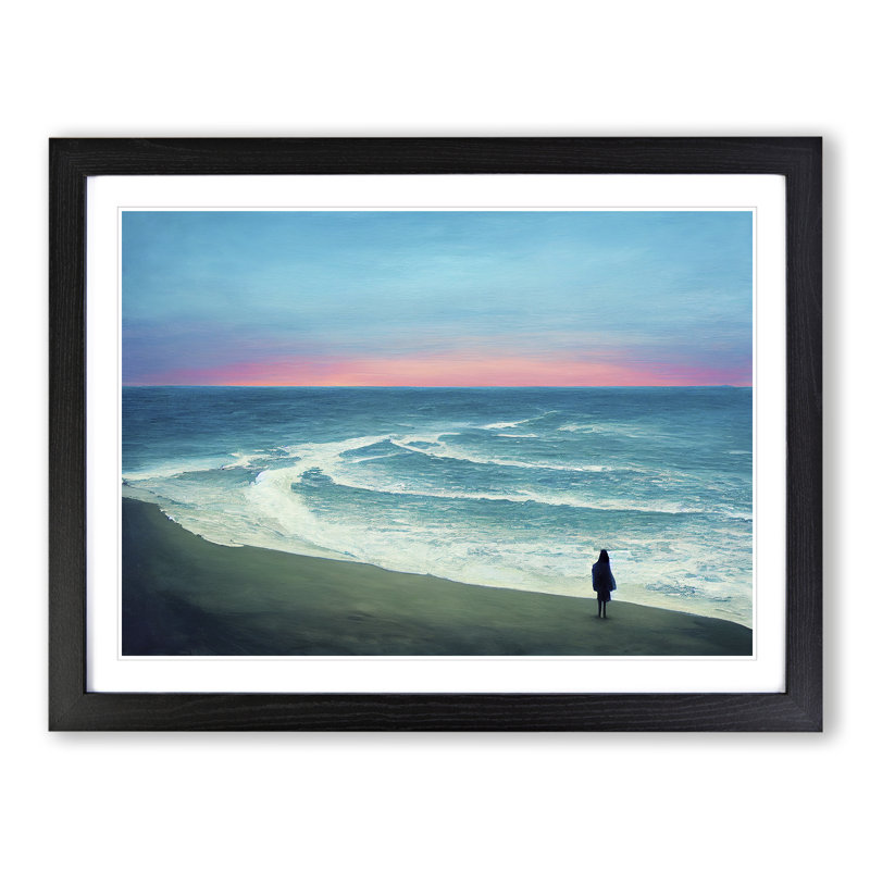 XH1022-6466X On The Beach - Single Picture Frame Print, 46cm H x 64cm W x 2cm D, Black