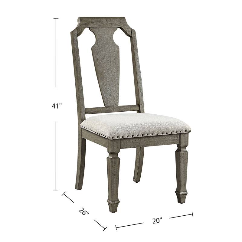 De 2 chaises d'appoint, salle à manger, conception en chêne patiné, siège rembourré en lin beige, hauteur du siège, salle à manger à coussins, sièges, apparence, profondeur, épaisseur