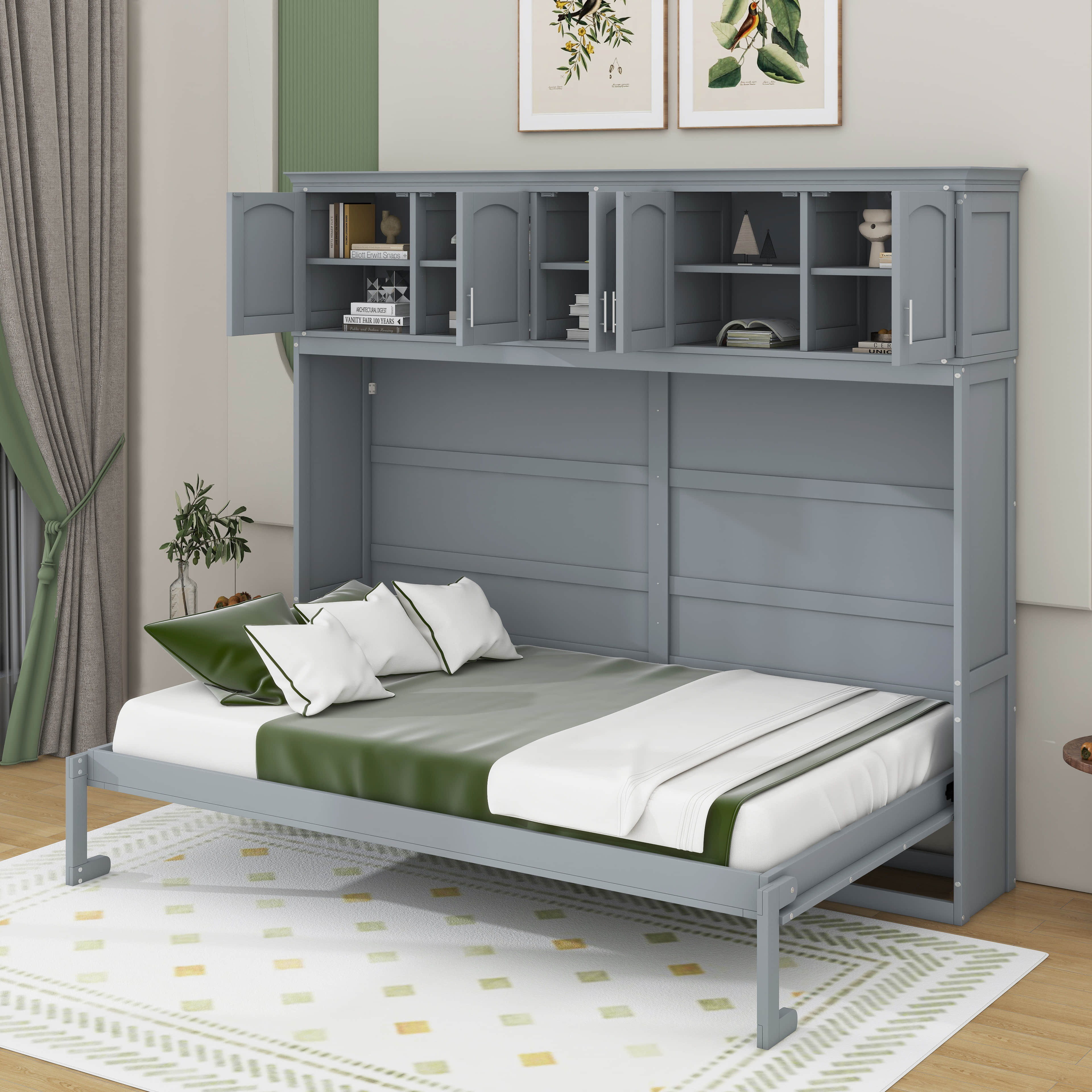 Red Barrel Studio® Murphy Bed Wall Bed With Top Cabinets | Wayfair