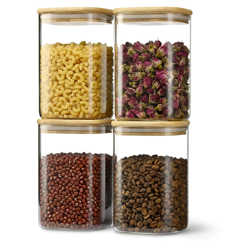 Ensemble de 4 pots de rangement en verre étanches 41Oz