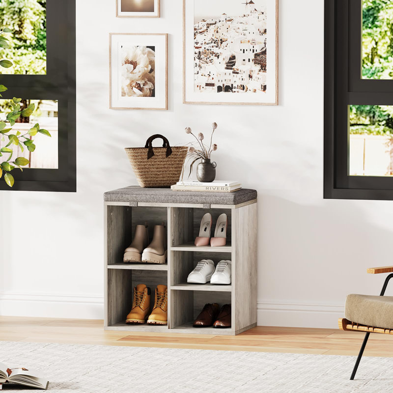 Shoe Storage Bench, Gray