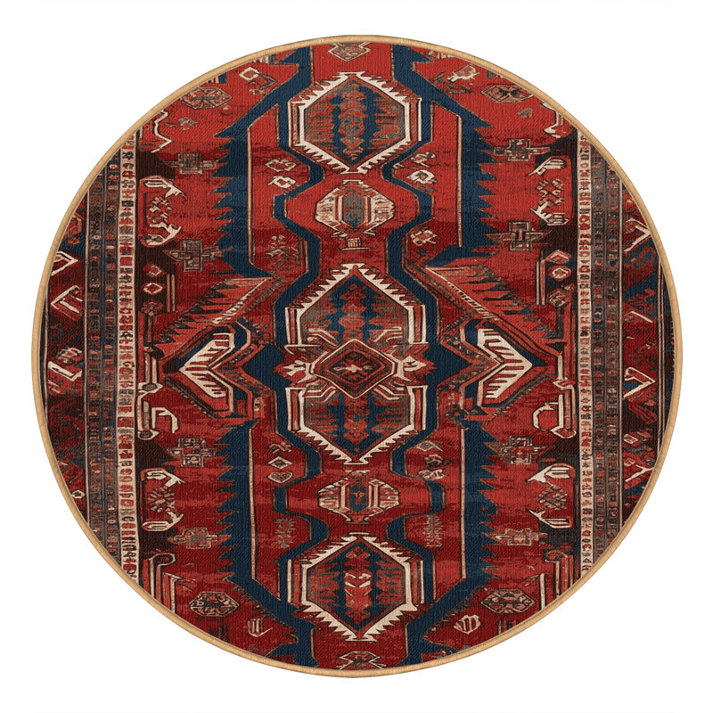 Tapis brun lavable à la machine, Rond 5 pi