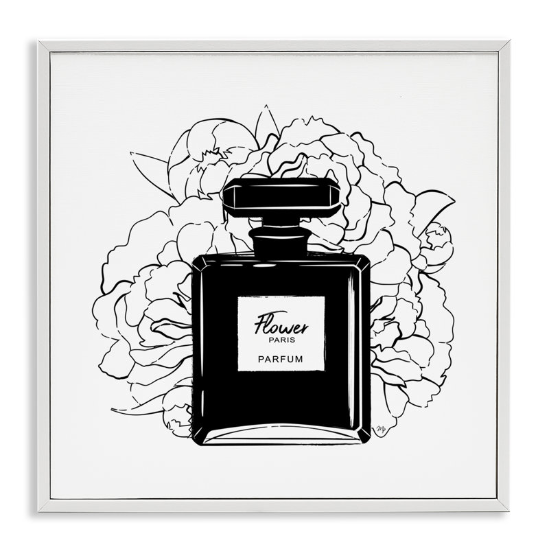 «Black Perfume & Roses», estampe numérique encadrée par Martina Pavlova, Giclée encadrée blanc bord de mer, H 12 po x l 12 po