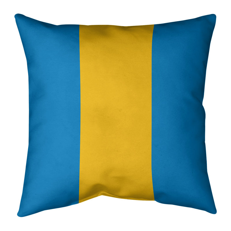 Housse de coussin, 16 po x 1 po, Bleu poudre / Doré, Polyester sergé