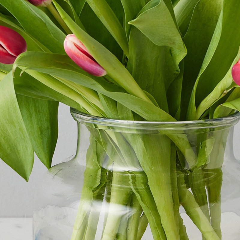 Clear Bloom Vase, 7.6" H x 6.3" W x 8.25" D