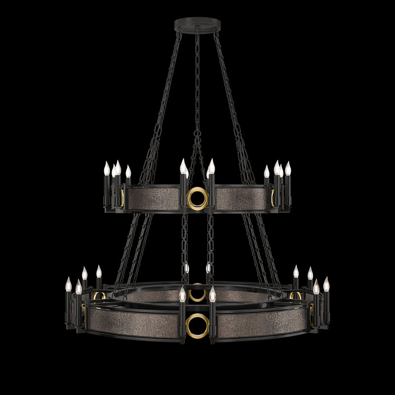 Mirage 24 - Light Chandelier, Pebble/Matte Black/Brass