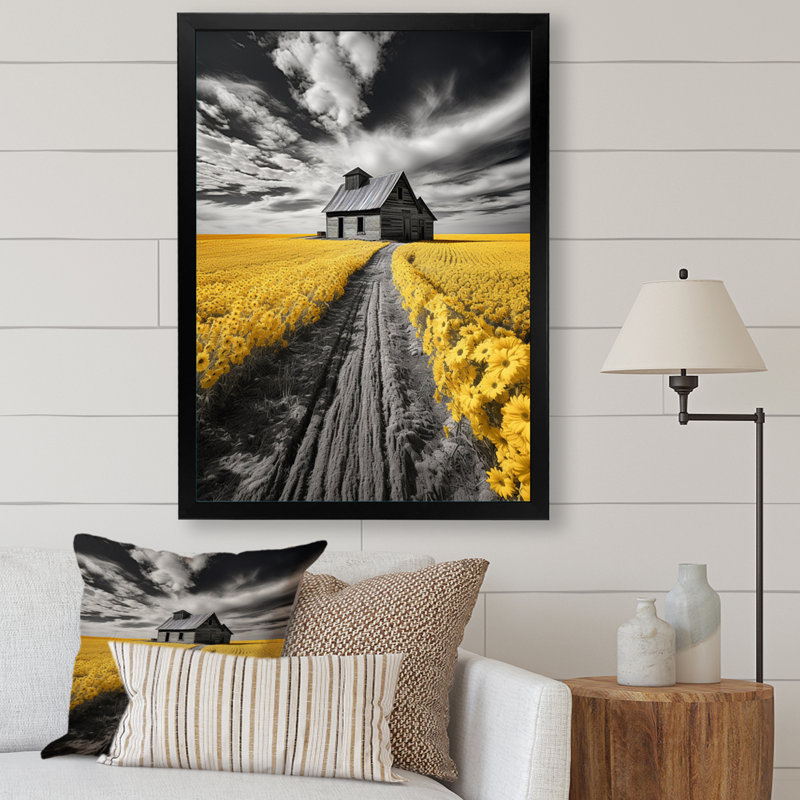 «Tolima Barn Country Legacy Pointillism IV», reproduction sur toile, Cadre simple noir, H 20 po x l 12 po x P 1 po