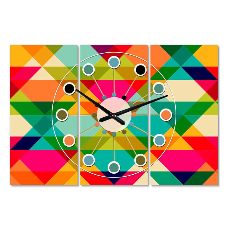 Très grande horloge murale à losange rétro Mid-Century