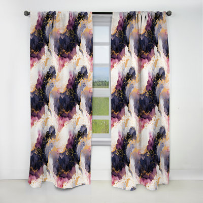 Or cosmique Intrigue Marble Mirage - rideau occultant en velours marbre marbre abstrait - 1 panneaux