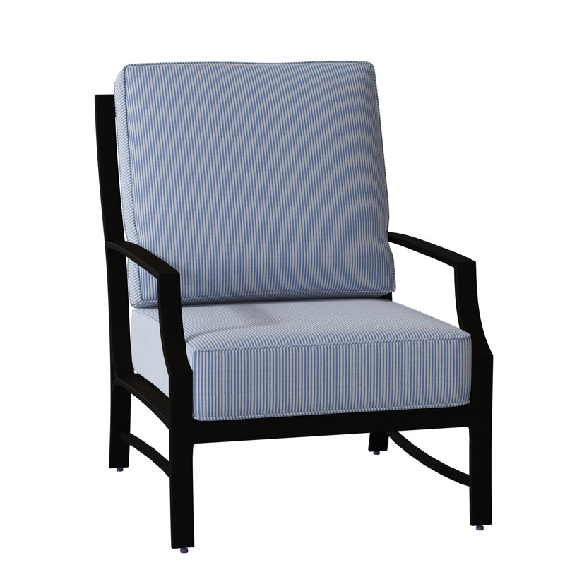 Seal Cove Aluminum Outdoor Lounge Chair, Textured Black, Spectrum Indigo Sunbrella® Plainweave