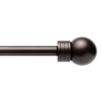TOWN & COUNTRY BASICS Modern Sphere Single Indoor Curtain Rod & Finial Set 