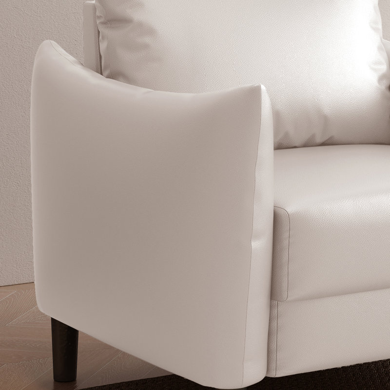 Fauteuil en similicuir de 36,61 po de largeur Delana, Blanc