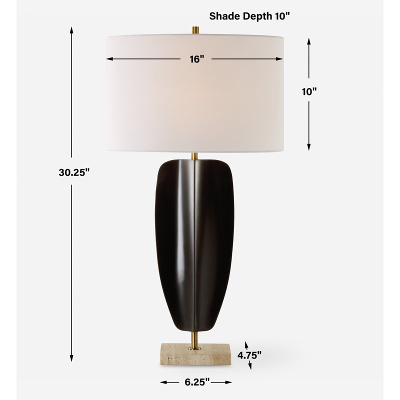 Artimisia Black Iron Table Lamp with White Linen Shade