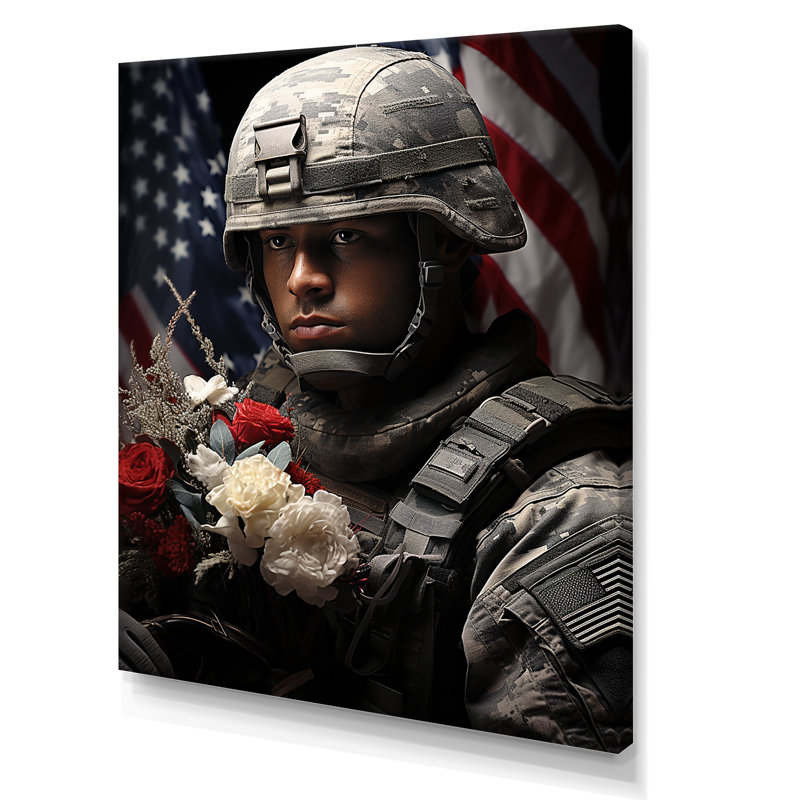 «Military Patriot Solider USA», impression sur toile, Toile tendue, H 20 po x l 12 po x P 1 po