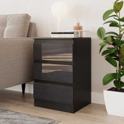 Gloss 3 Drawer Skagen High Wooden Bedroom Chest Cabinet No Handle Drawer Storage