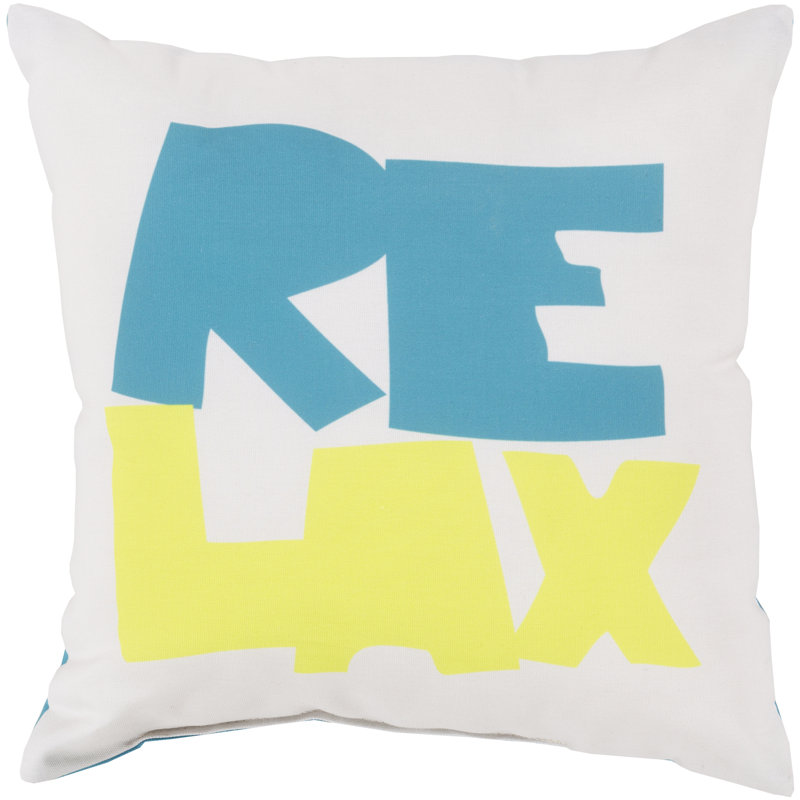 Rain Outdoor Throw Pillow, Taupe/Sky Blue, 20" H x 20" W x 4" D