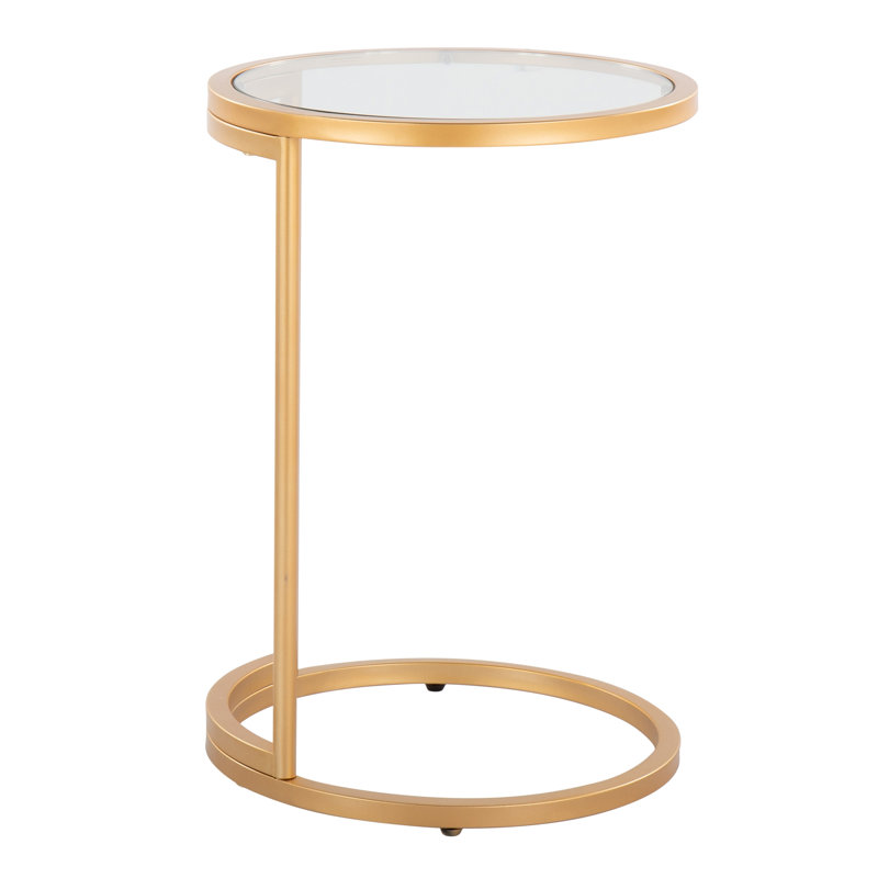 Table de bout moderne en métal doré avec plateau en verre transparent par LumiSource, Doré