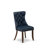 7 Pieces Dining Set Contains a Rectangle Kitchen Table and 6 Navy Blue Polyester fabric Modern Chairs, Antique Walnut-299601131-299601138