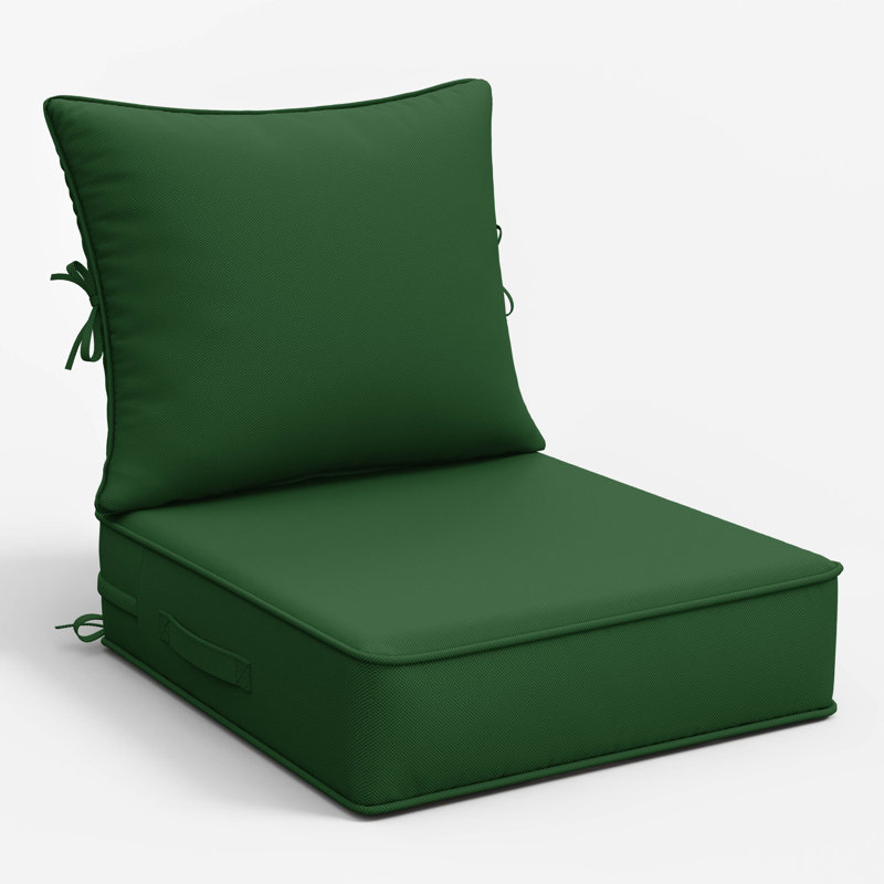 Ensemble de coussins de siège d'extérieur Wynee, 5", Vert olive, 24" W x 24" D