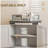 HOMCOM Modern Farmhouse Sideboard, Buffet Cabinet with Barn Style Door and Adjustable Shelf, Kitchen Storage Cabinet with Wood Legs, Distressed White and Brown