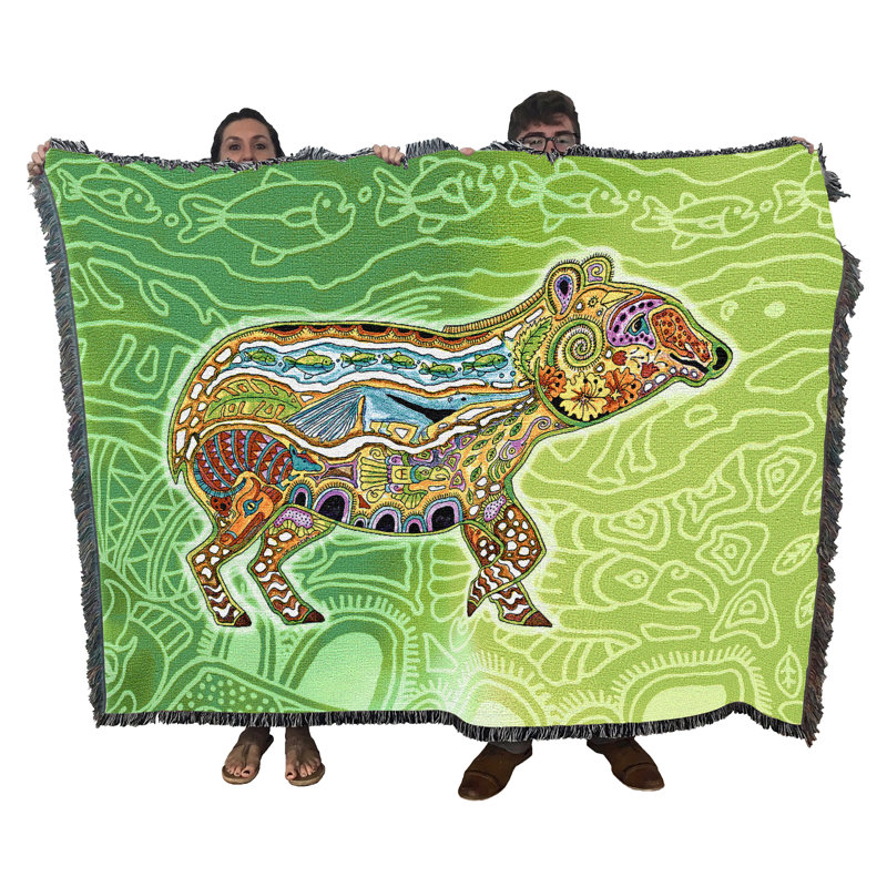Tapir Country Weavers Pure - Totem des esprits animaux par Sue Coccia - Couverture en tapisserie tissée en coton - Fabriqué aux États-Unis (72x54)