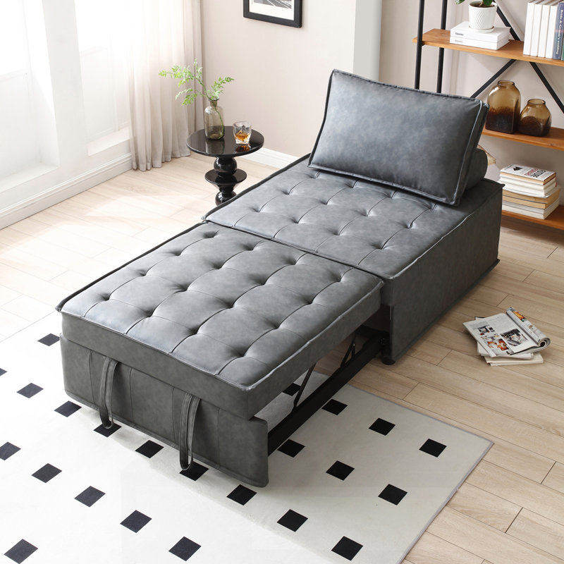 Repose-pieds multi-usages en similicuir, Gris foncé