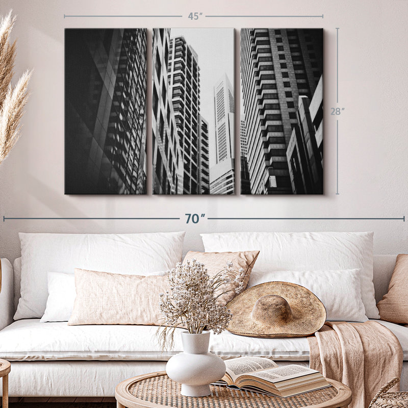 " Skyscraper Buildings " 3 - Pieces, 28" H x 45" W