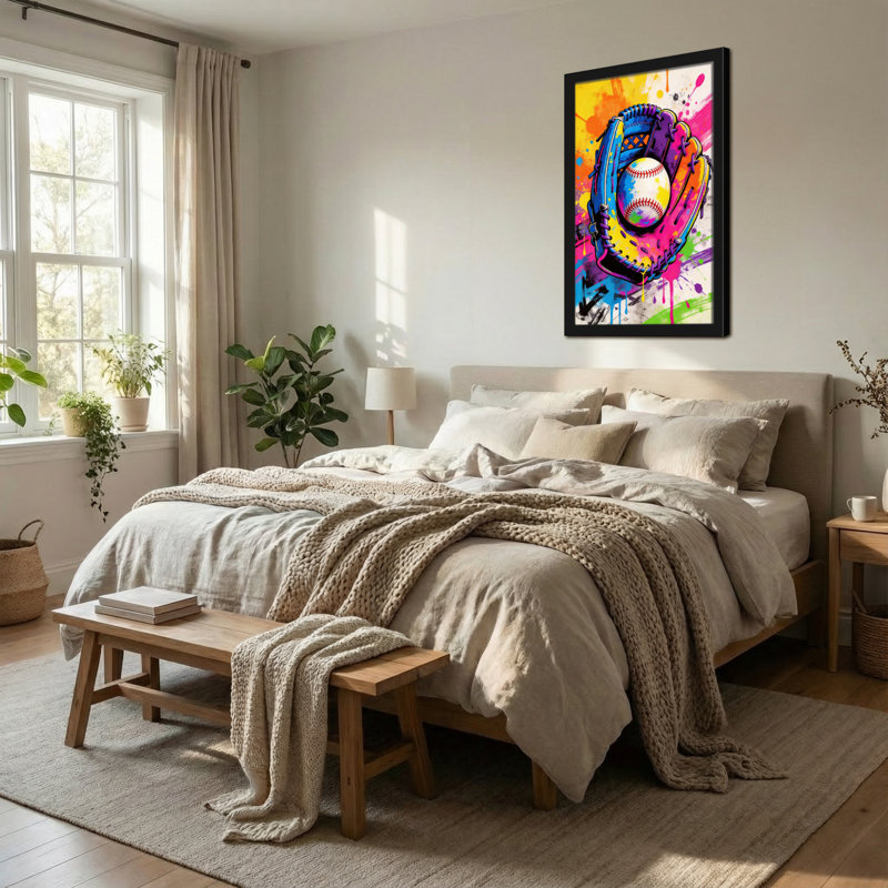 Gant de baseball coloré avec impression d'art, H 36 po x l 24 po