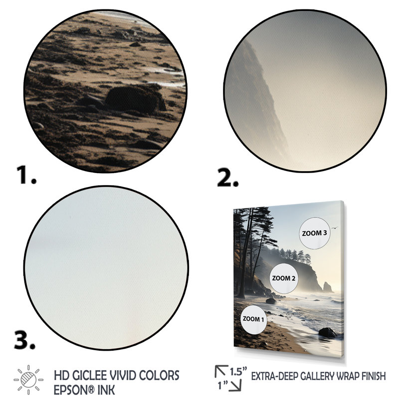 «Willer Coastal Beach Mystic Coastal II», reproduction sur toile, H 32 po x l 16 po x P 1 po, Cadre flottant doré