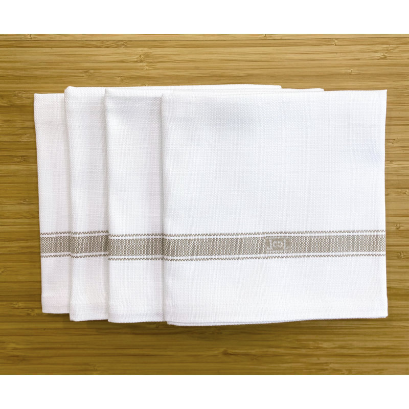 Cotton Striped Square Napkin, Taupe