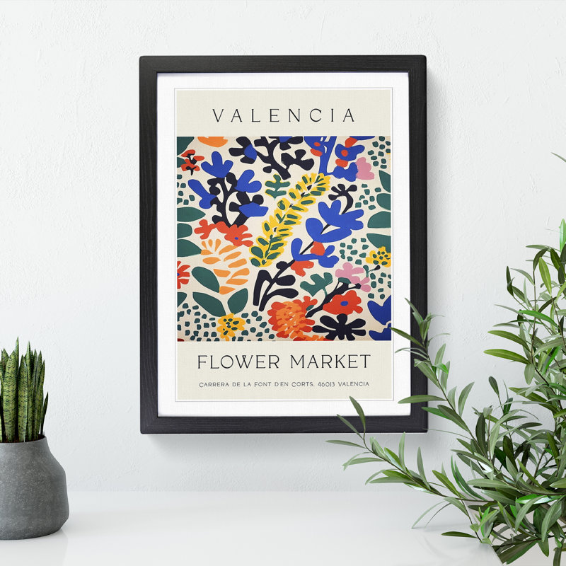 Valencia Flower Market Exhibition No. 9 - Single Picture Frame Print on Wood, 34cm H x 25cm W x 2cm D