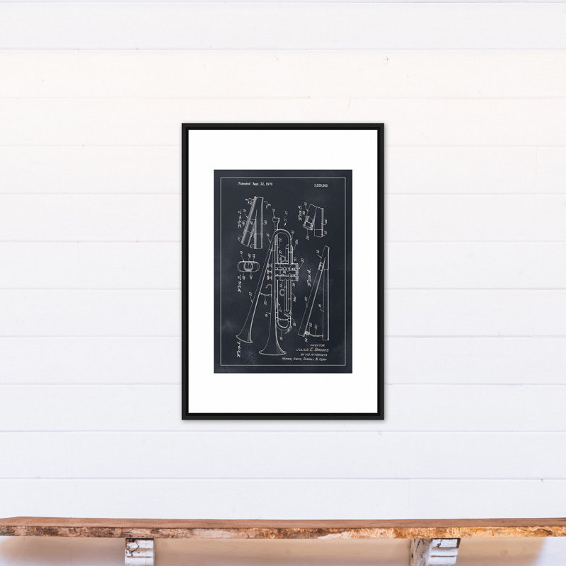 «Dual Bell Trumpet» sur toile, H 37,75 po x l 25,75 po x P 1,75 po, Cadre flottant noir