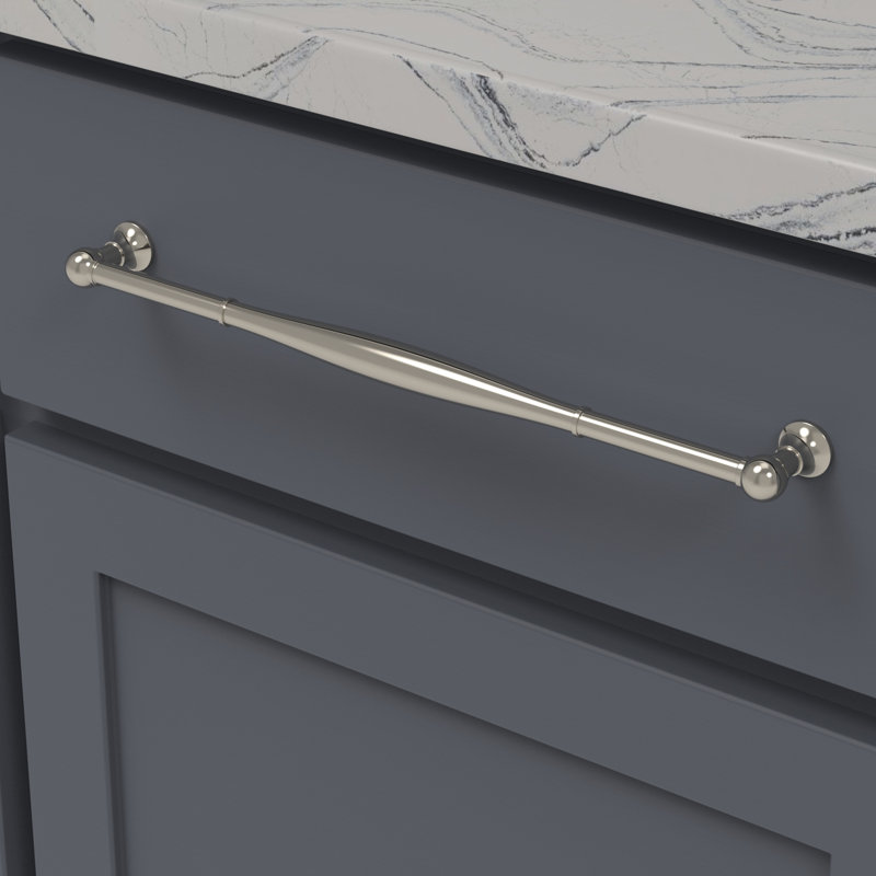 Fuller Collection Handle Pull - Traditional Hardware for Drawers & Cabinets, Polished Nickel, 12"