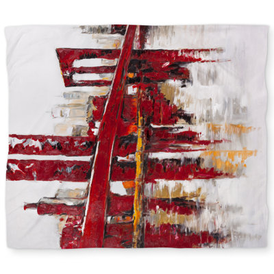 Abstract Red Bridge King Duvet Cover | White Back Home Decor
