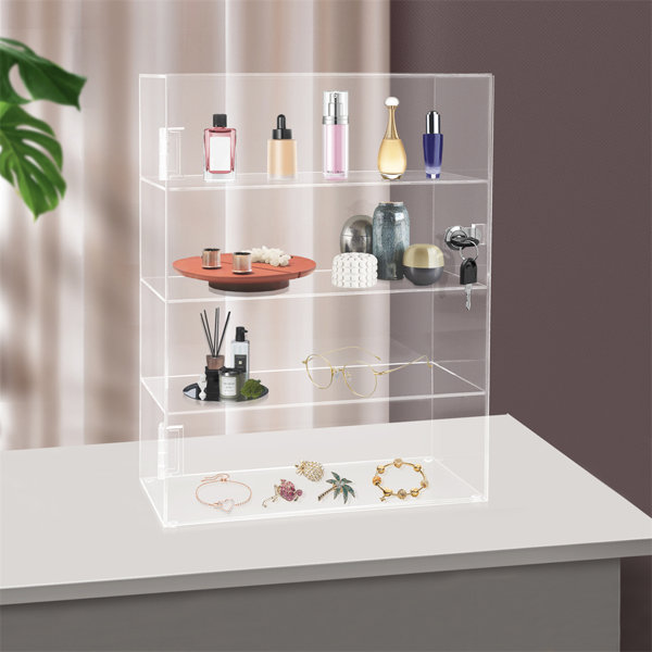 5-Tier Acrylic Display Case for Collectibles, Mini Action Figures and Rocks  - Wall Mountable Collection Cabinet (Clear)