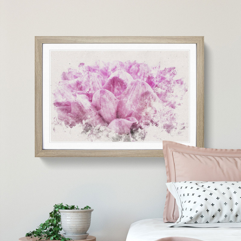 Pink Petals of a Chrysanthemum - Framed Print, Oak Framed, 45cm H x 63cm W x 2cm D